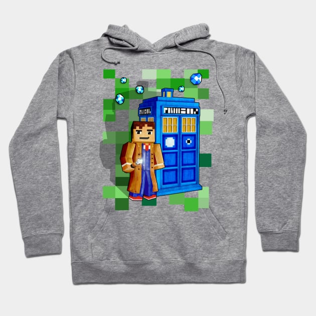 8bit 10th Doctor With time traveler box Hoodie by Dezigner007